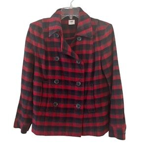 CAbi Red and Black Plaid Jacket Small